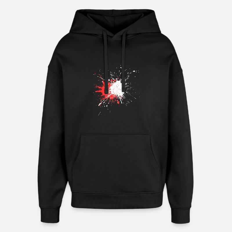 Abstrakte Farbspritztechnik auf Schwarz - Oversized Unisex Hoodie von Stanley/Stella - Schwarz