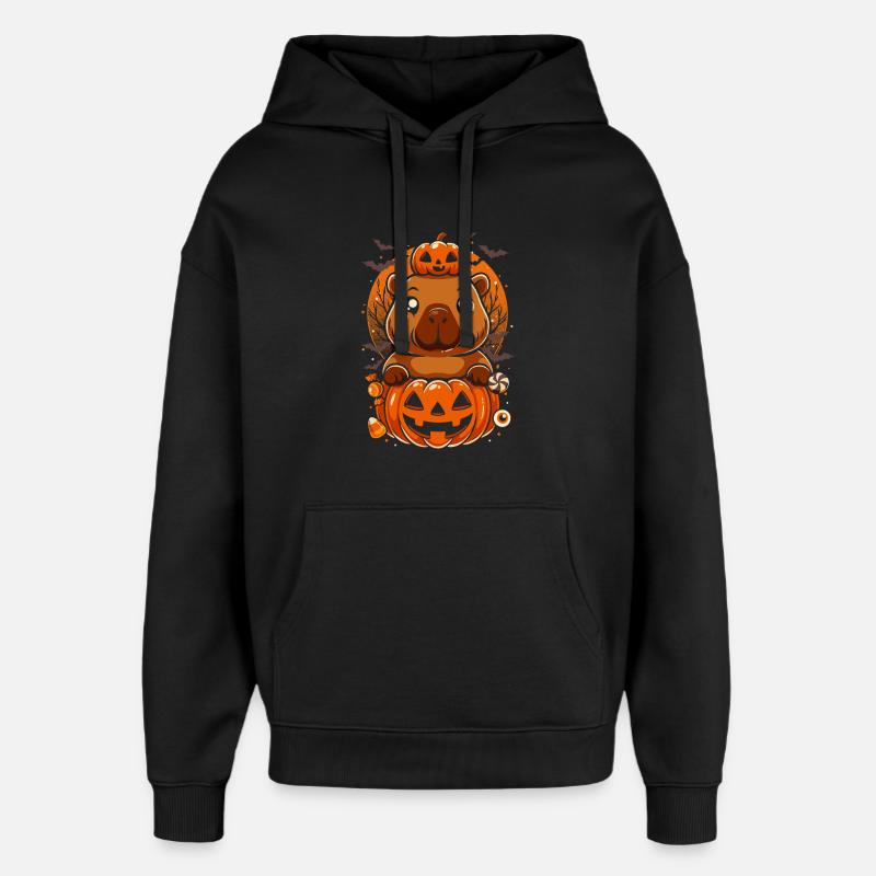 Capibara Halloween Citrouilles - Sweat à capuche unisexe Stanley/Stella Oversized - noir