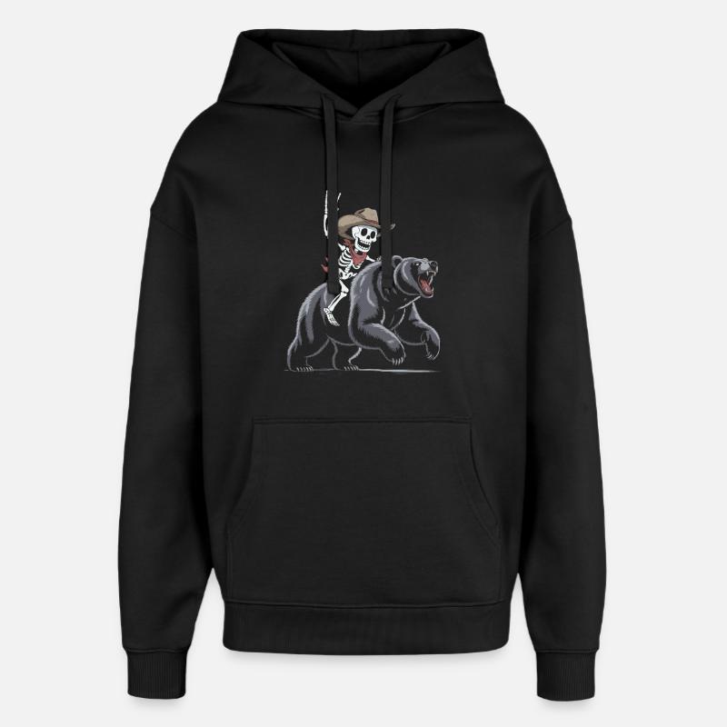 Rodéo de squelette sur ours - Sweat à capuche unisexe Stanley/Stella Oversized - noir