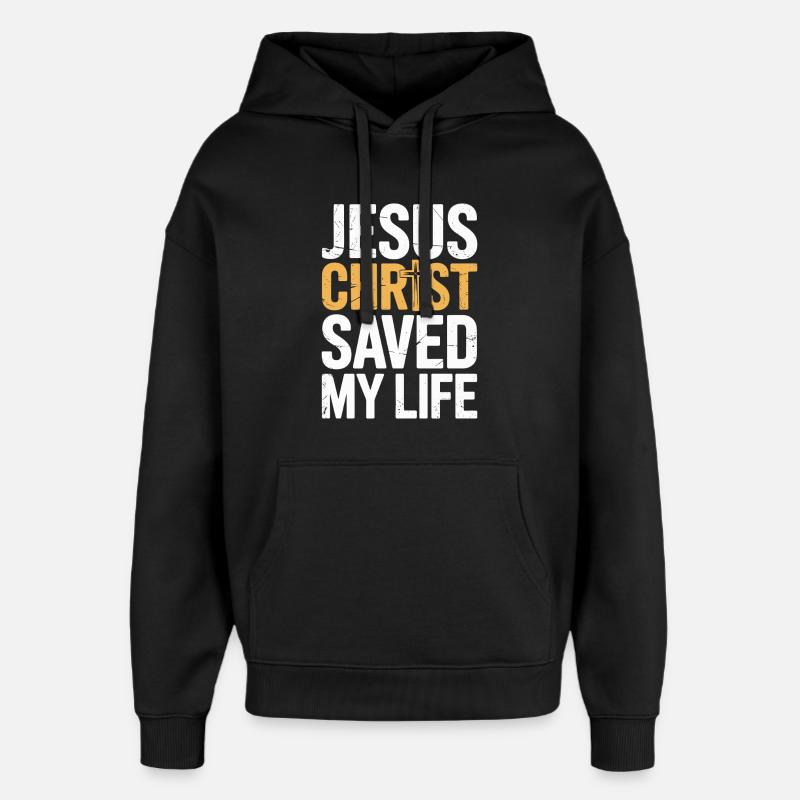 Jésus-Christ m’a sauvé la vie - Sweat à capuche unisexe Stanley/Stella Oversized - noir