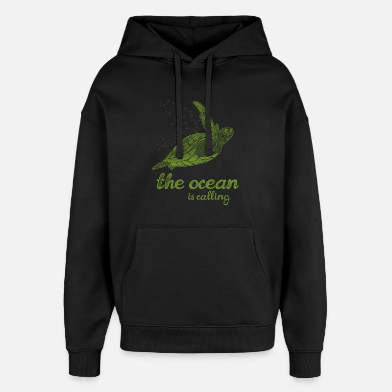 The Ocean Is Calling - Turtle - Oversized Unisex Hoodie by Stanley/Stella - black