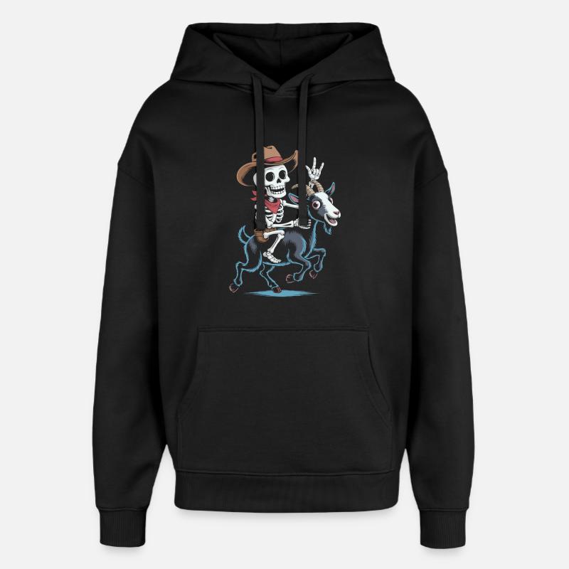 Squelette cow-boy sur chèvre - Sweat à capuche unisexe Stanley/Stella Oversized - noir