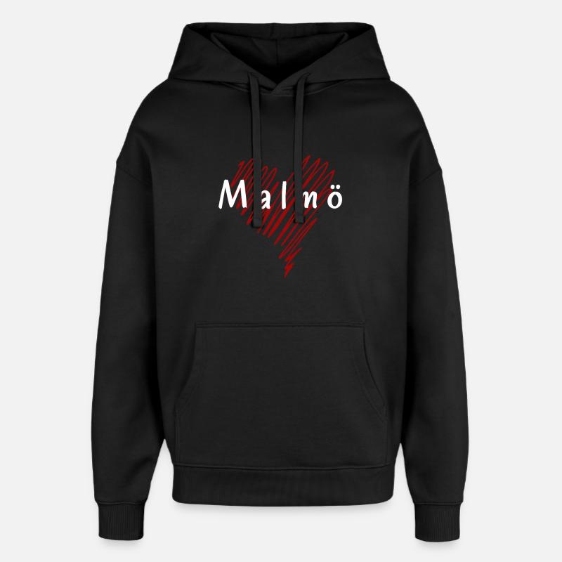J’aime Malmö, Malmö Suède - Sweat à capuche unisexe Stanley/Stella Oversized - noir