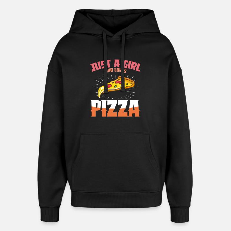 Pizza Liebe Mädchen Design - Oversized Unisex Hoodie von Stanley/Stella - Schwarz