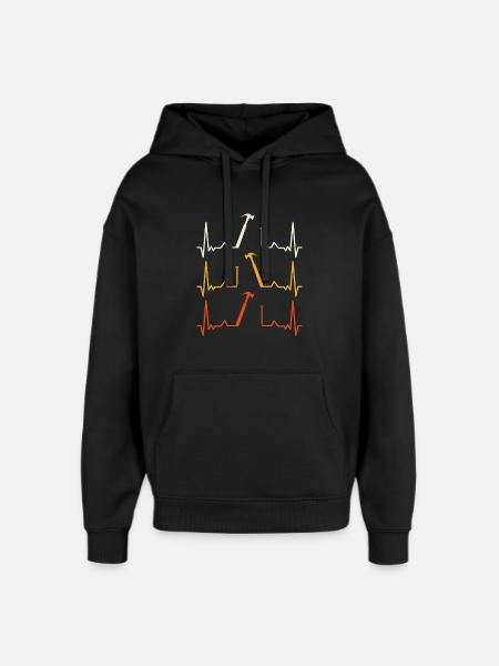 Heartbeat Hammer Pattern - Oversized Unisex Hoodie by Stanley/Stella - black