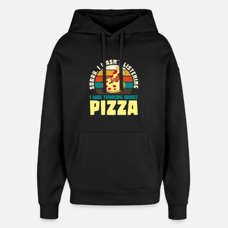 Pizza Träumer Retro Motiv - Oversized Unisex Hoodie von Stanley/Stella - Schwarz