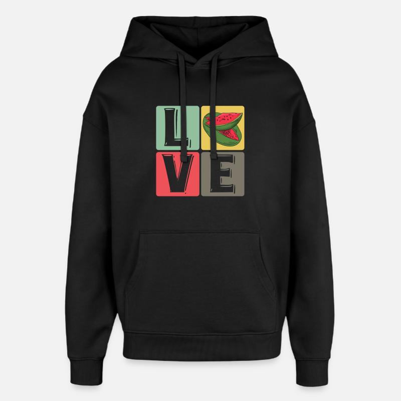 Blocs de pastèque Love Pop Art - Sweat à capuche unisexe Stanley/Stella Oversized - noir