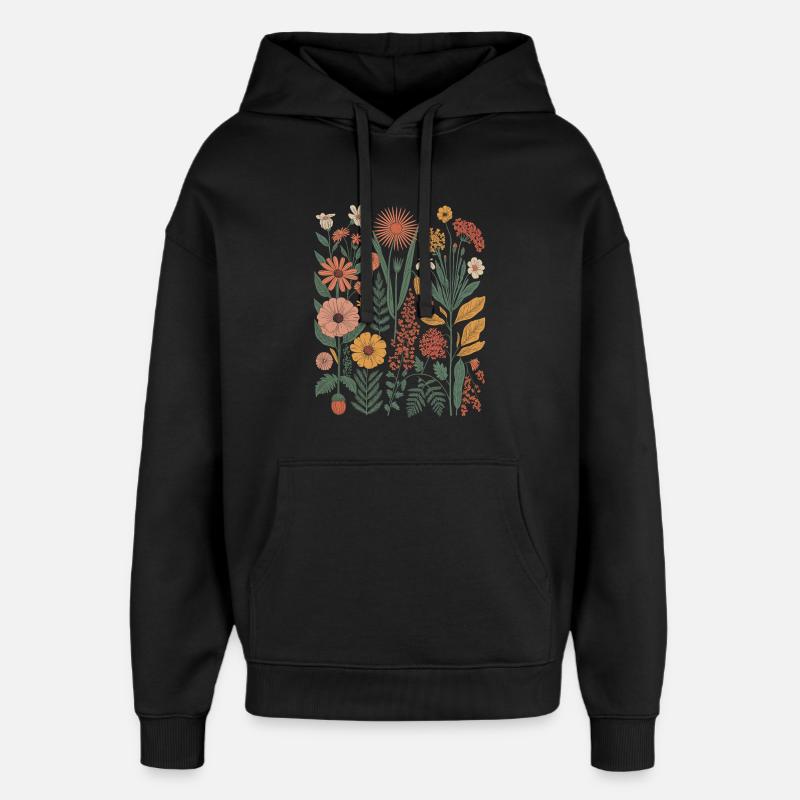 Botanique Diversité Fleur Jardin Prairie Nature - Sweat à capuche unisexe Stanley/Stella Oversized - noir