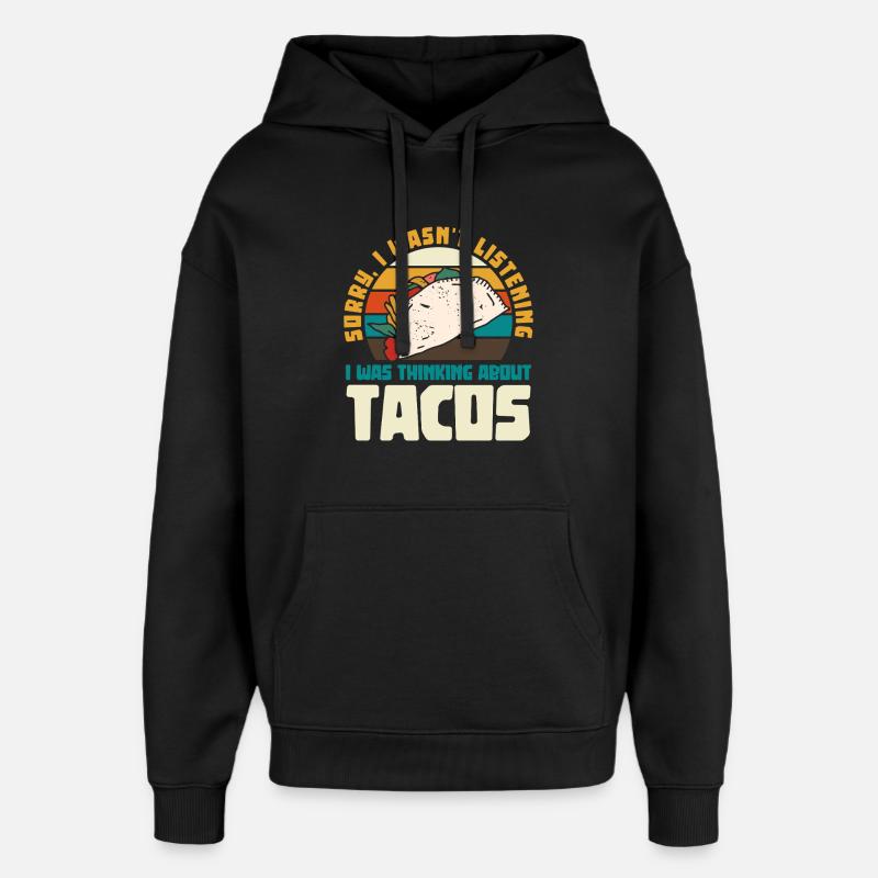 Später Taco Gedankengang Retro Design - Oversized Unisex Hoodie von Stanley/Stella - Schwarz