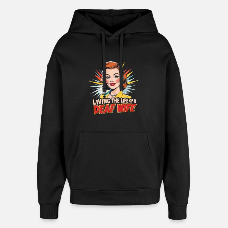 Sourd, sourd, malentendant - Sweat à capuche unisexe Stanley/Stella Oversized - noir