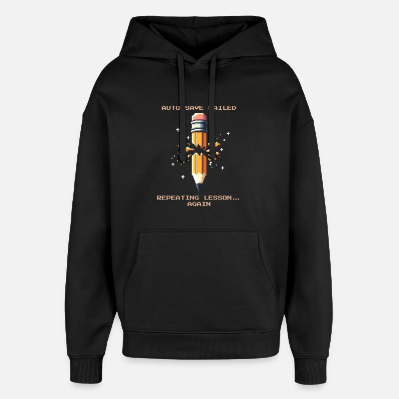 Autosave failed | Repeat lesson - Oversized Unisex Hoodie by Stanley/Stella - black