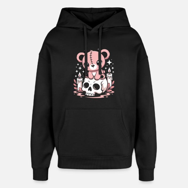 Kawaii Pastel Goth Patched Bear - Sweat à capuche unisexe Stanley/Stella Oversized - noir