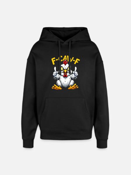 Vechtende Kip F-C-A-W-F Cartoon - Stanley/Stella Oversized Unisex Hoodie - zwart