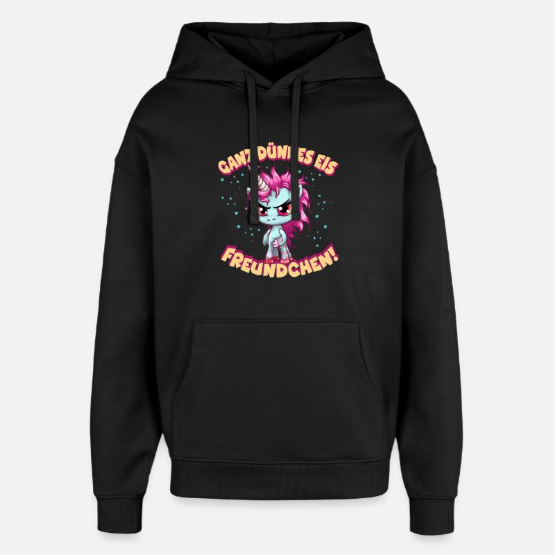 Wütendes Einhorn mit pinker Mähne - Oversized Unisex Hoodie von Stanley/Stella - Schwarz