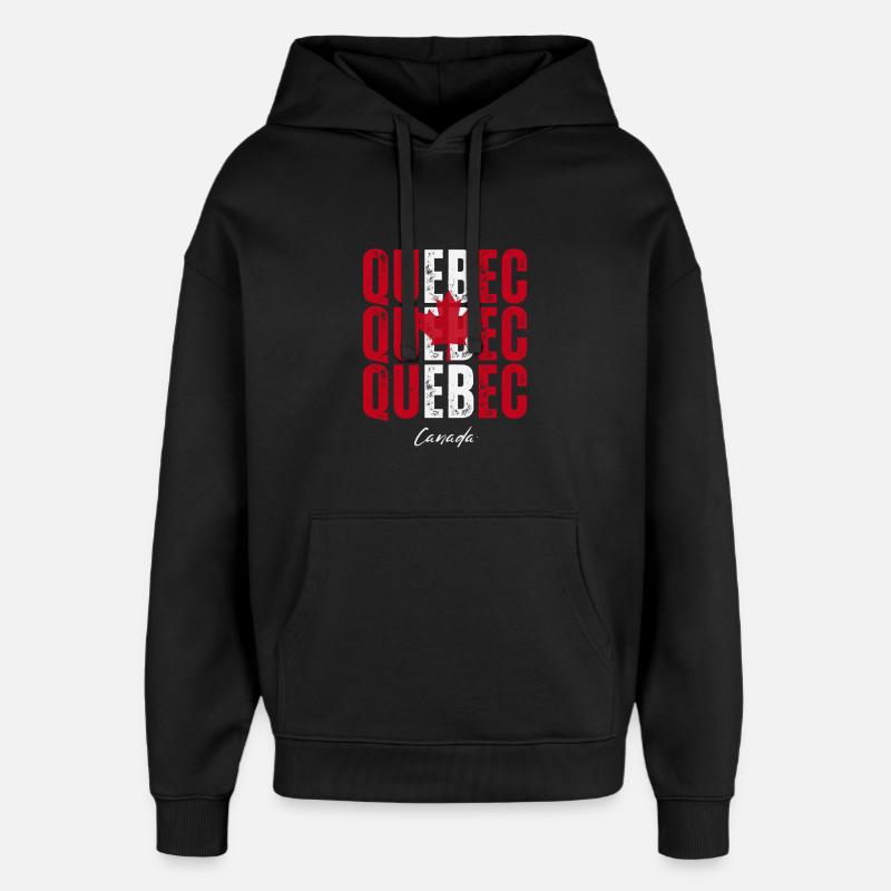 Québec Canada, j’adore le Québec - Sweat à capuche unisexe Stanley/Stella Oversized - noir