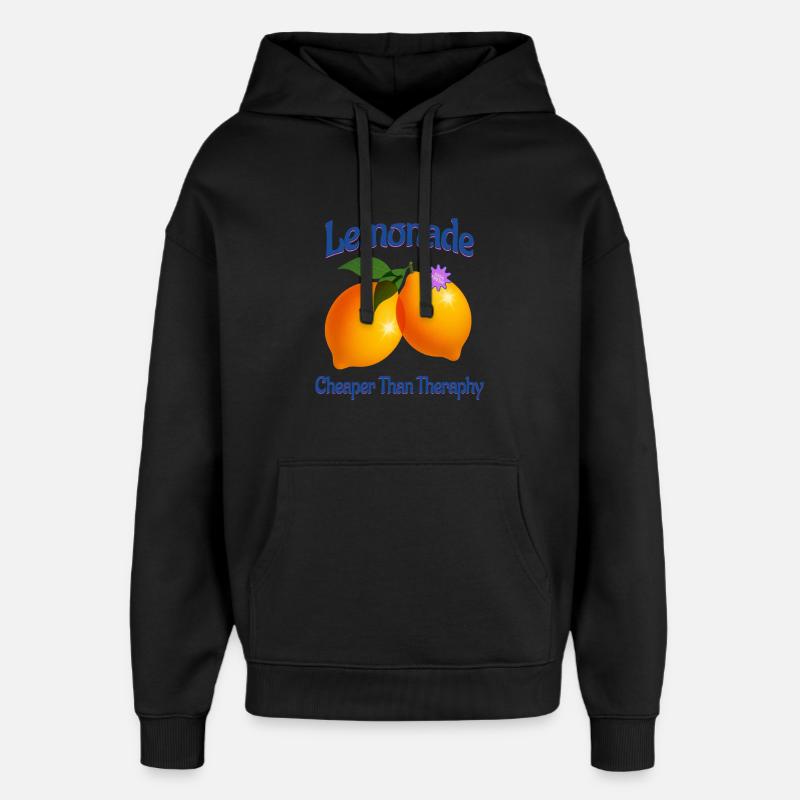 Lemonade Cheaper Than Theraphy Lemon Fruit - Oversized Unisex Hoodie by Stanley/Stella - black