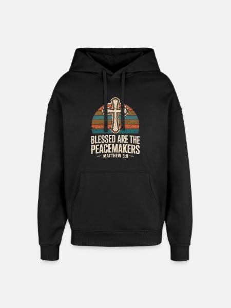  Gesegnet Sind Die Friedensstifter Matthäus 5:9 - Oversized Unisex Hoodie by Stanley/Stella - black