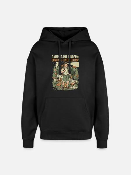 Camping mit Kindern - Survival-Level Eltern - Oversized Unisex Hoodie von Stanley/Stella - Schwarz