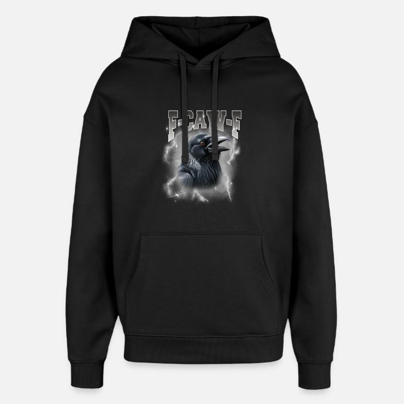 F-Caw-E Rabensturm Graphik - Oversized Unisex Hoodie von Stanley/Stella - Schwarz