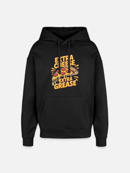Pizza Foodie Extra Cheese Extra Fat Enjoyment for - Oversized Unisex Hoodie by Stanley/Stella - black
