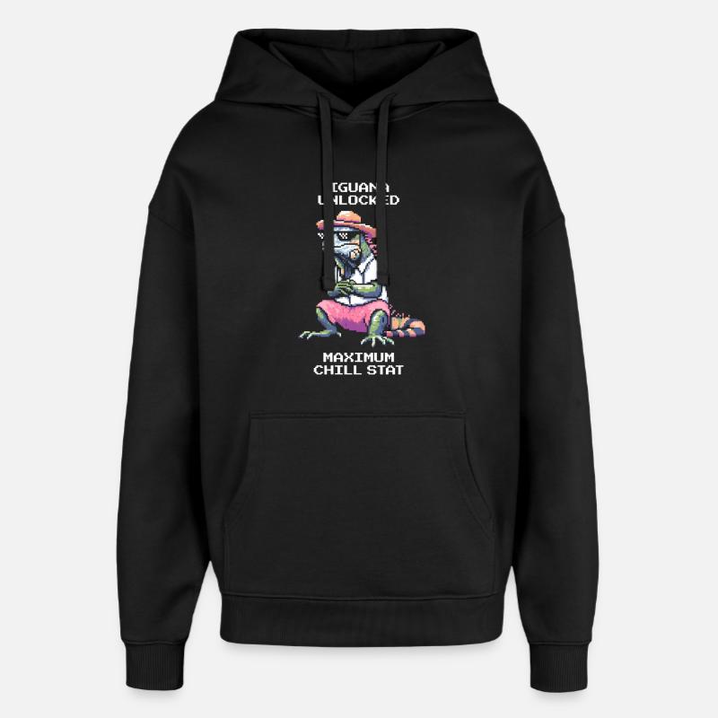 Iguana Unlocked | Chill-Stat Max - Oversized Unisex Hoodie by Stanley/Stella - black