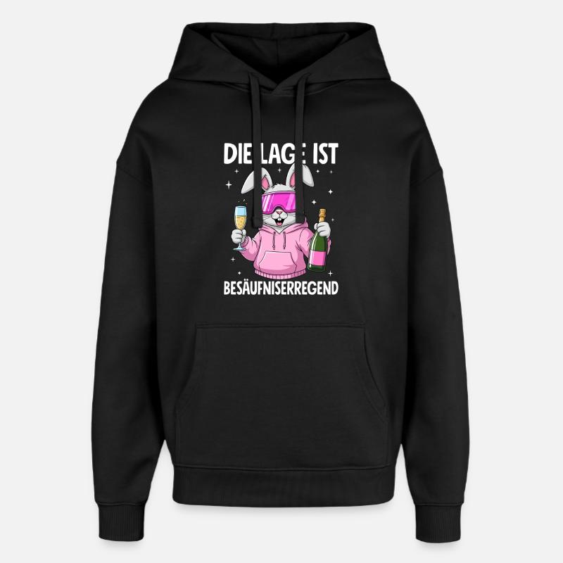 The situation is drunkenness - Oversized Unisex Hoodie by Stanley/Stella - black