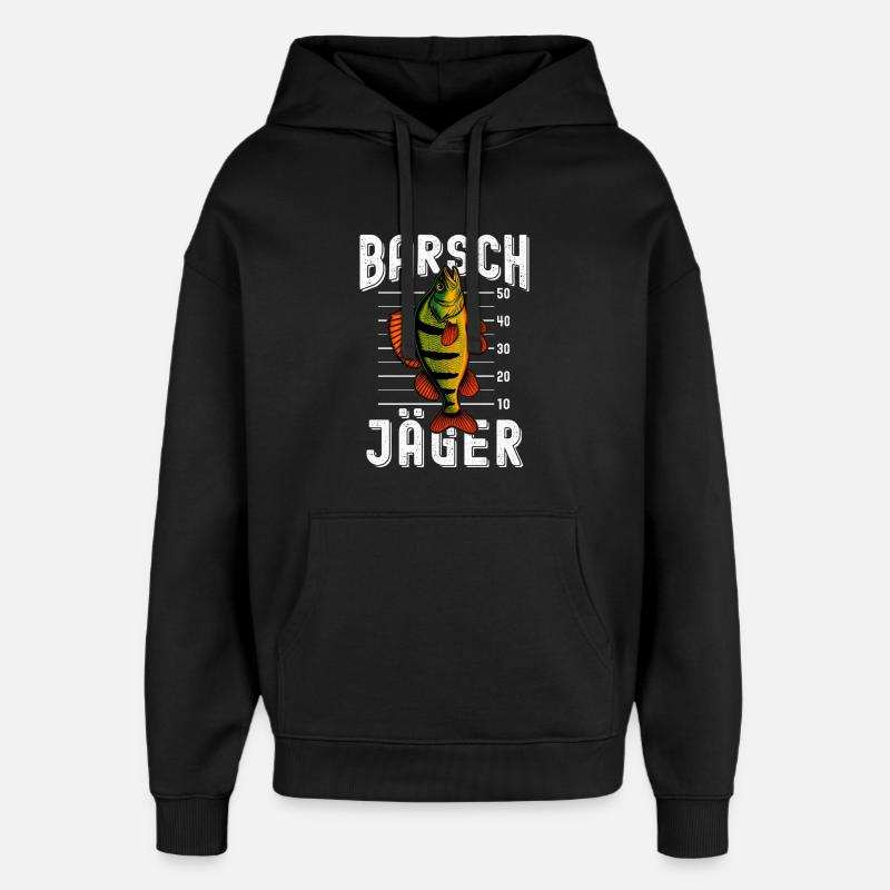 Perch Hunter Perch Angler Perch Perch Perch Perch Fishing - Oversized Unisex Hoodie by Stanley/Stella - black