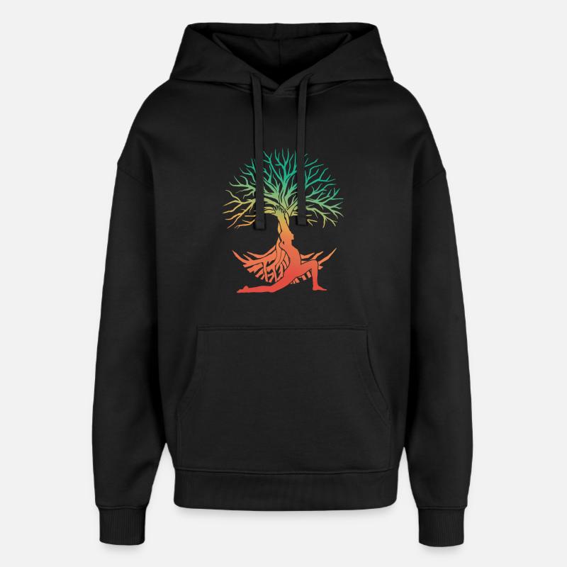 Figurine d’arbre de yoga en arc-en-ciel - Sweat à capuche unisexe Stanley/Stella Oversized - noir