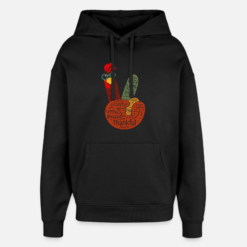 Dankbares Peacezeichen Hand - Oversized Unisex Hoodie von Stanley/Stella - Schwarz