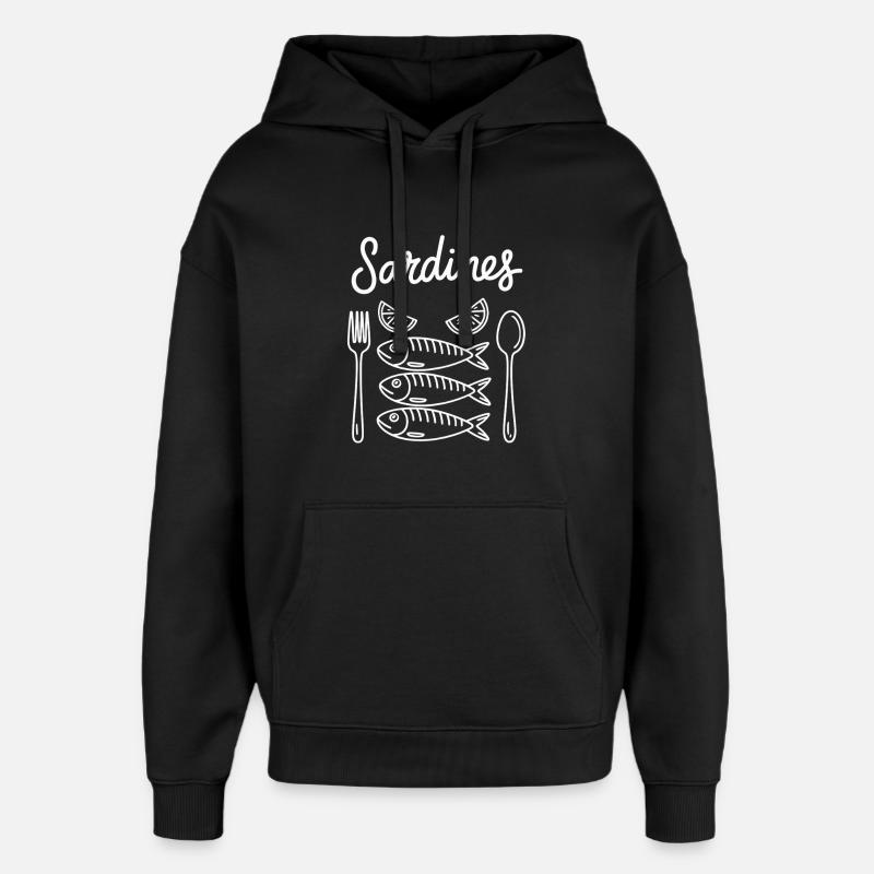 Ligne de sardines avec couverts - Sweat à capuche unisexe Stanley/Stella Oversized - noir