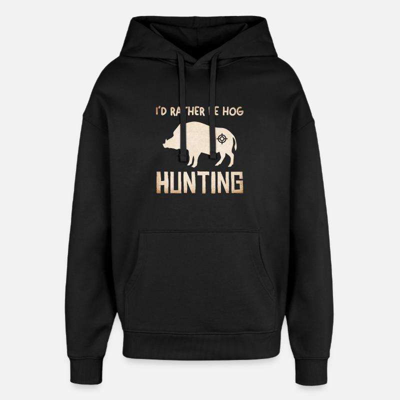 Silhouette de chasse au sanglier - Sweat à capuche unisexe Stanley/Stella Oversized - noir