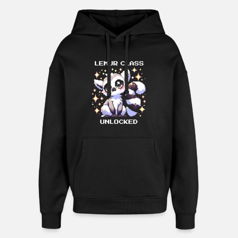Lemur Class Unlocked | RPG, Leveling - Oversized Unisex Hoodie by Stanley/Stella - black