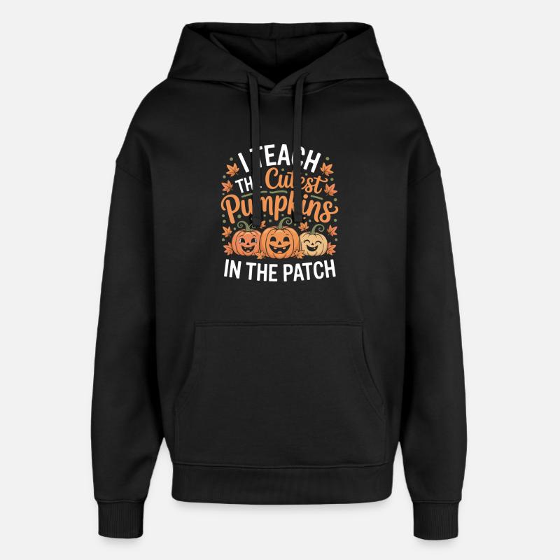 Citrouilles sucrées en automne enseignant - Sweat à capuche unisexe Stanley/Stella Oversized - noir