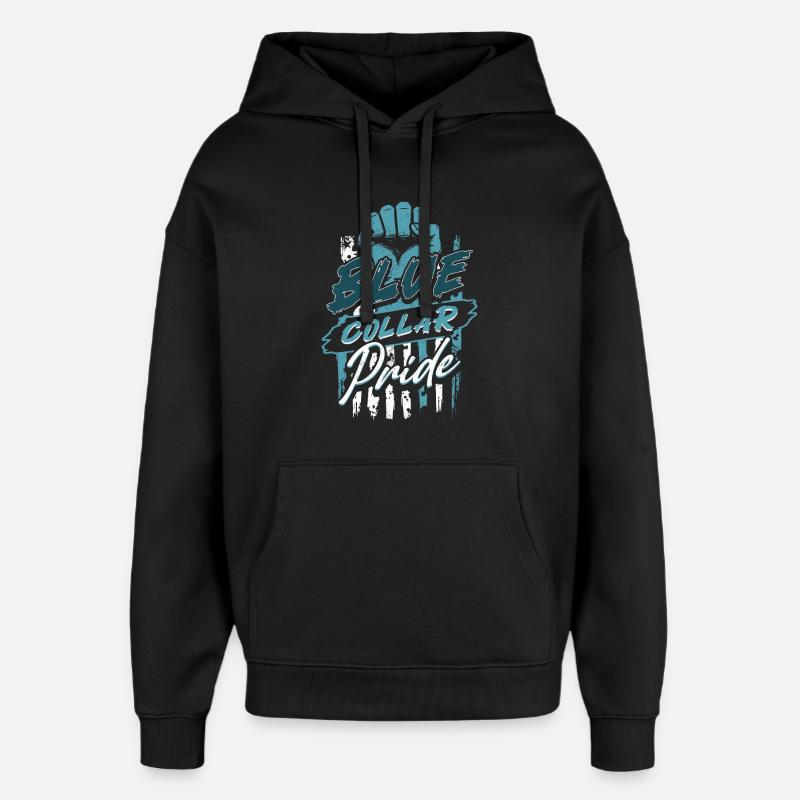 Blue Collar Arbeiter Handwerk Bauarbeiter - Oversized Unisex Hoodie von Stanley/Stella - Schwarz