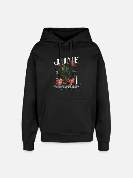 Geburtsblumen Geburtsblume Juni Rose - Oversized Unisex Hoodie von Stanley/Stella - Schwarz