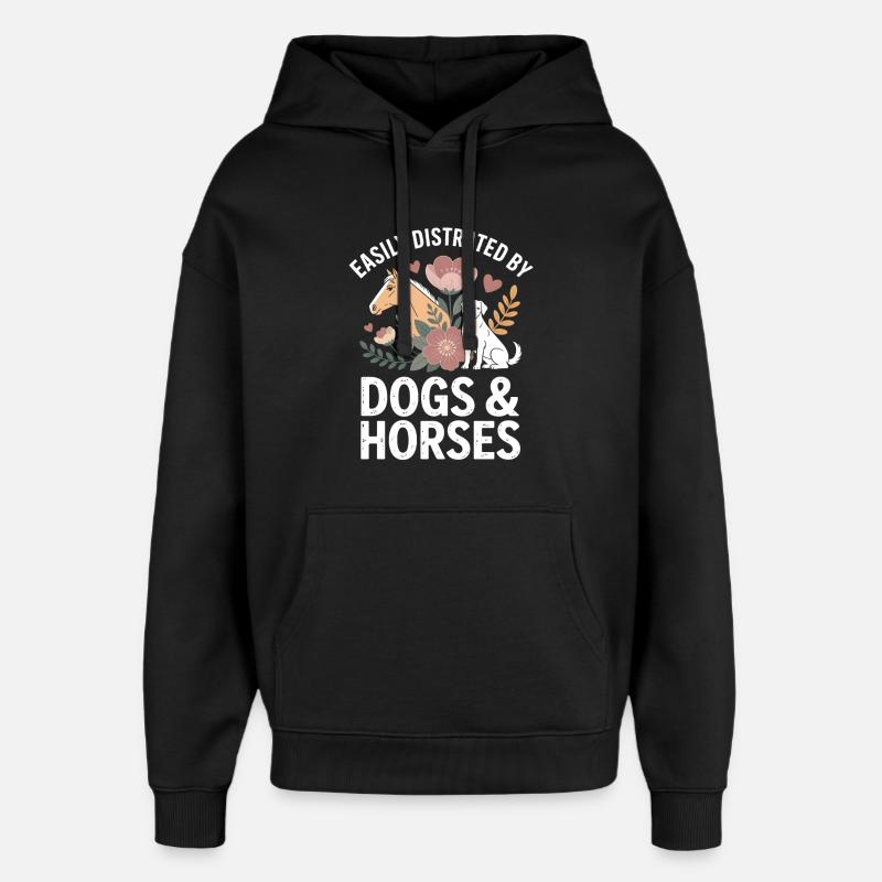 Hunde & Pferde Ablenkung Motiv - Oversized Unisex Hoodie von Stanley/Stella - Schwarz