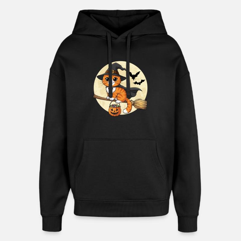 Chat mignon sorcière Halloween - Sweat à capuche unisexe Stanley/Stella Oversized - noir