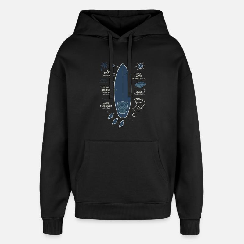 Plan de planche de surf - Sweat à capuche unisexe Stanley/Stella Oversized - noir