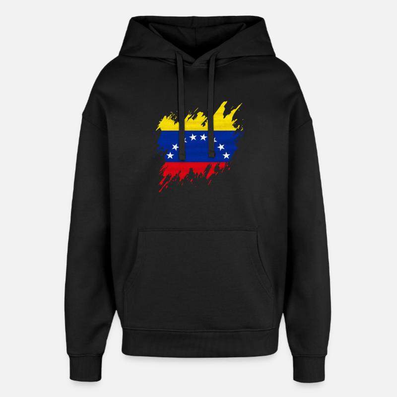 Drapeau du Venezuela, style déchiré - Sweat à capuche unisexe Stanley/Stella Oversized - noir