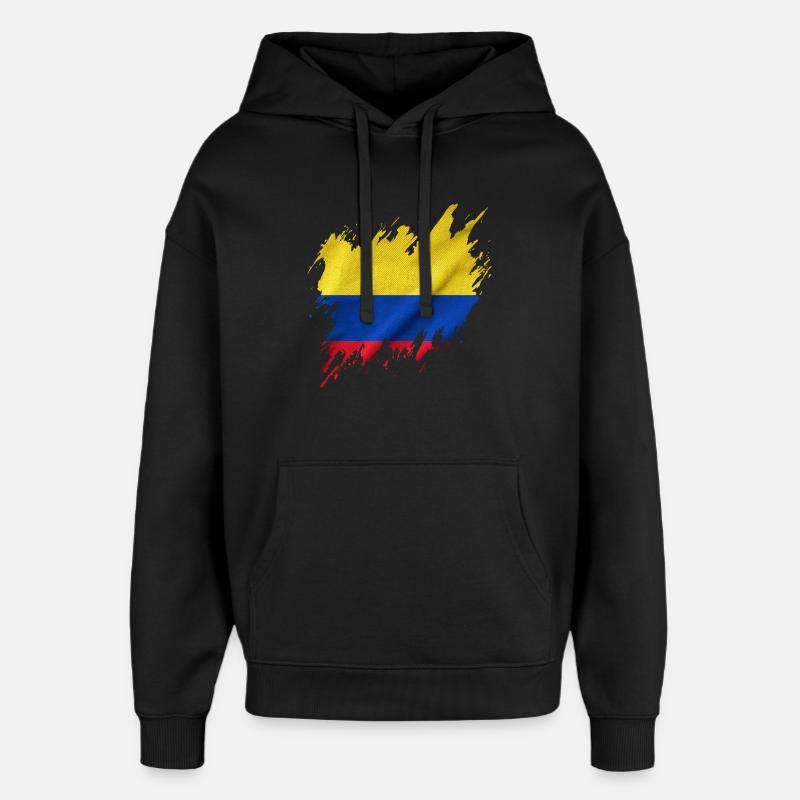 Drapeau de la Colombie, style déchiré - Sweat à capuche unisexe Stanley/Stella Oversized - noir