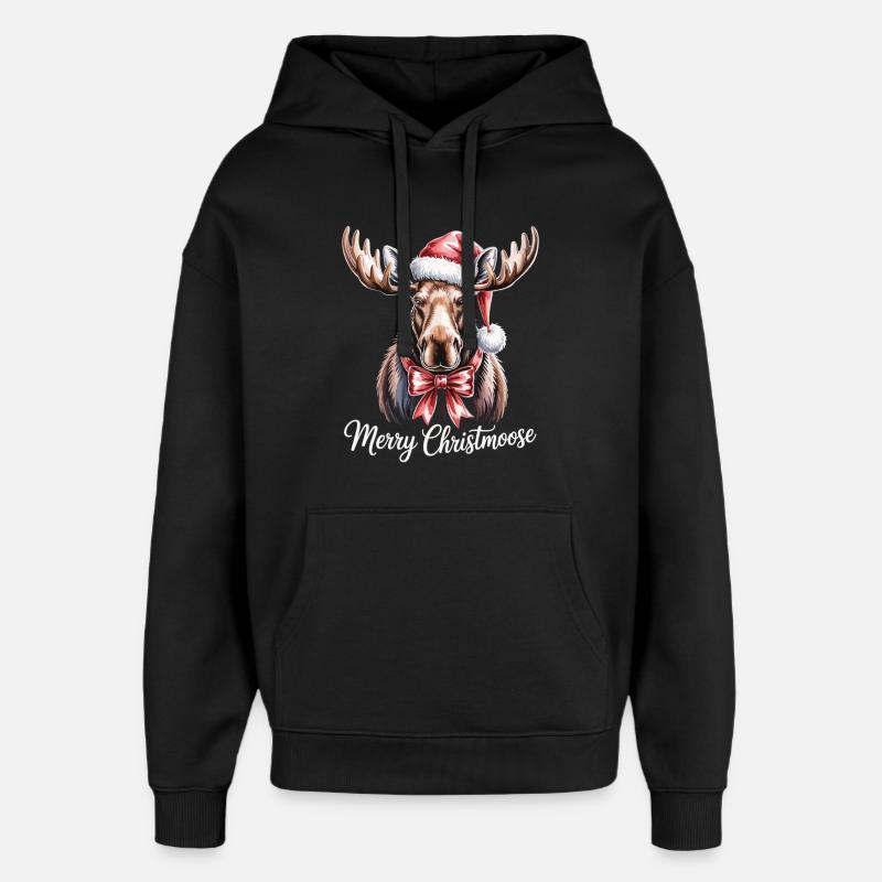 Christmas Moose – Merry Christmoose - Oversized Unisex Hoodie by Stanley/Stella - black