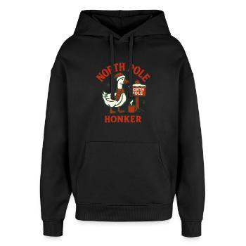 Lustige Gans Weihnachten Santa Nordpol Honker - Oversized Unisex Hoodie von Stanley/Stella - Schwarz - Vorne - AI Model Female 172 light (172cm) & AI Model Male 185 light (185cm)
