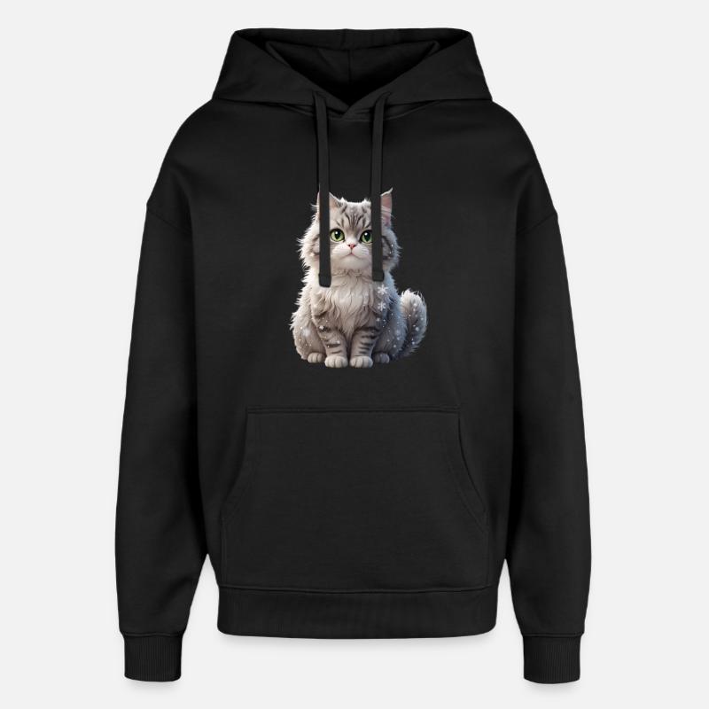 Winterfluff Katze mit Schneeflocken - Oversized Unisex Hoodie von Stanley/Stella - Schwarz