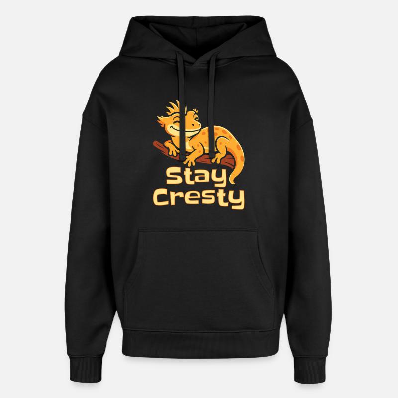 Crested Gecko Reptile Humor Lizard - Oversized Unisex Hoodie by Stanley/Stella - black