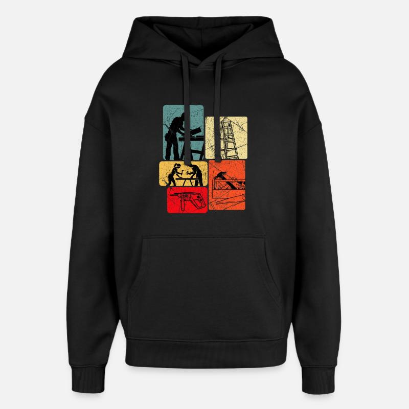 Projet de bricolage Dire temps en famille - Sweat à capuche unisexe Stanley/Stella Oversized - noir