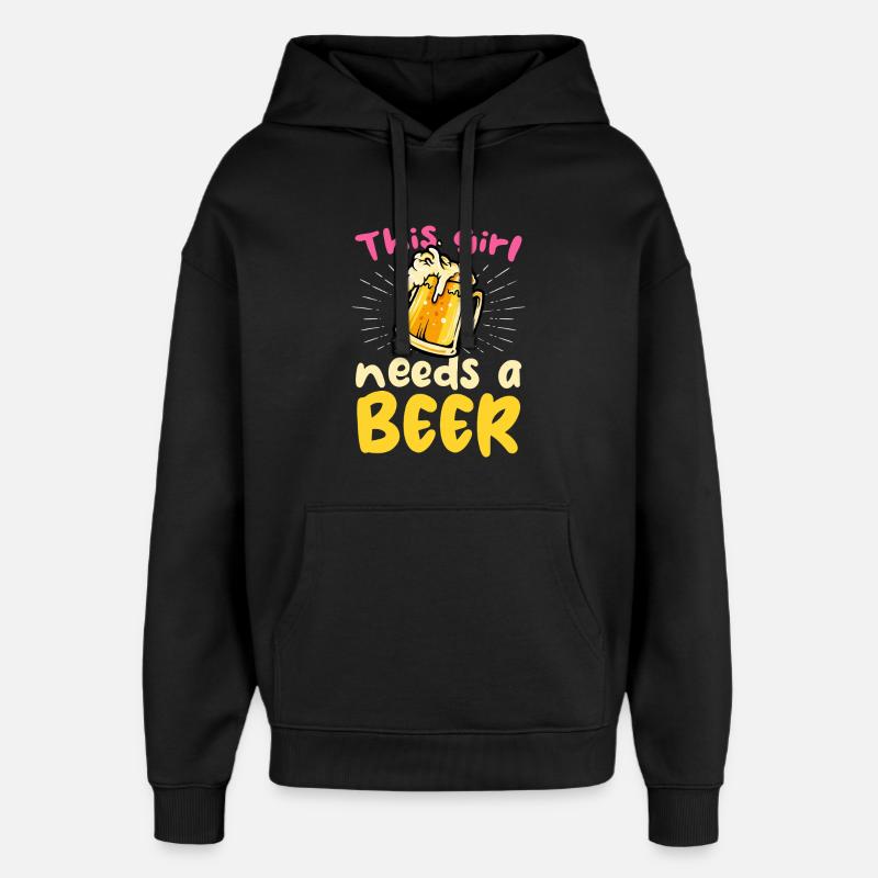 Dieses Mädchen braucht ein Bier - Oversized Unisex Hoodie von Stanley/Stella - Schwarz