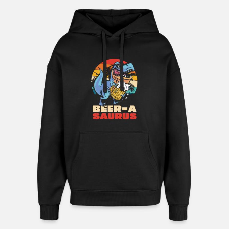 BeerA Saurus Dino mit Bierkrug - Oversized Unisex Hoodie von Stanley/Stella - Schwarz