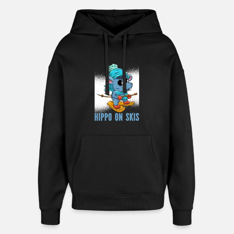 Nilpferd Ski  - Oversized Unisex Hoodie von Stanley/Stella - Schwarz
