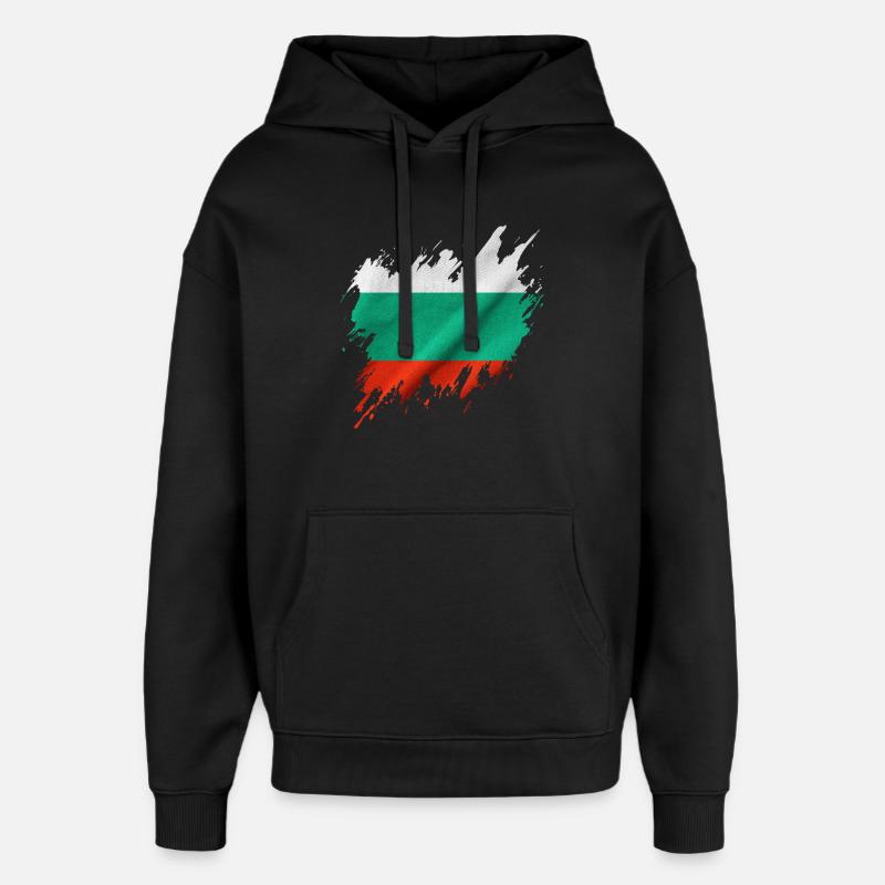 Drapeau bulgare, style déchiré - Sweat à capuche unisexe Stanley/Stella Oversized - noir