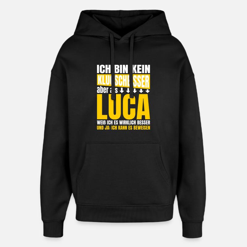 Luca Klugscheißer - Sweat à capuche unisexe Stanley/Stella Oversized - noir